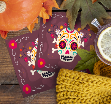 Halloween underlag med fargerikt hodeskallemotiv - Tenstickers