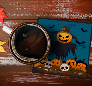 Halloween underlag skremmende gresskar scene - Tenstickers
