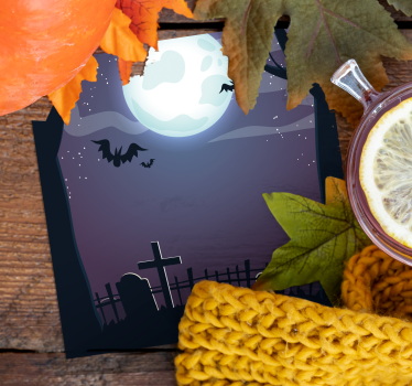 Halloween underlag skummel nattscene - Tenstickers