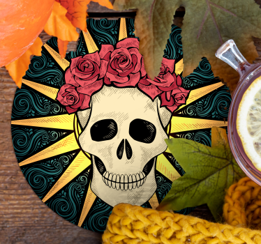 Kvinner skalle med rose Halloween underlag - Tenstickers