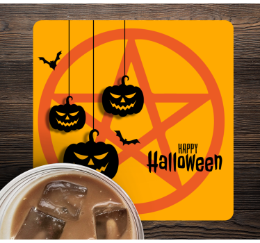 Skummelt gresskarmotiv Halloween underlag - Tenstickers