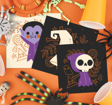 Søte halloween monstre drikker dalbane - Tenstickers