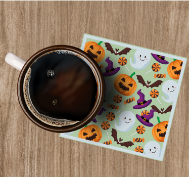 Tegneserie spøkelser og med hattemønster Halloween underlag - Tenstickers