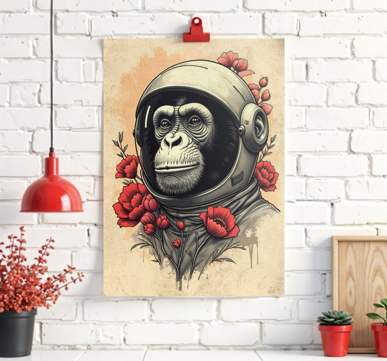 Astronaut ape plakat kunstnerisk tegning - Tenstickers