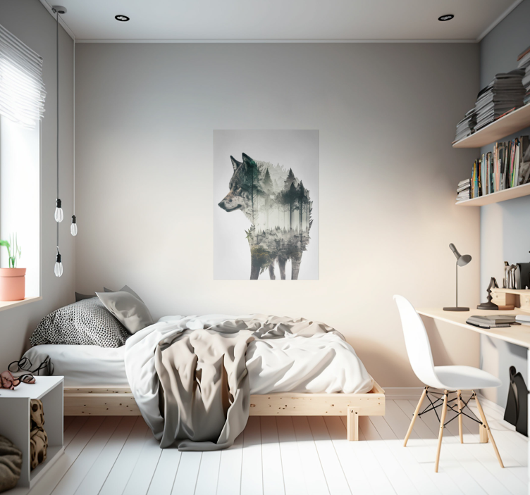 Dobbel eksponering av ulv dyreplakate - Tenstickers