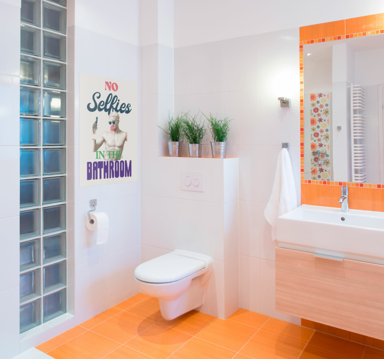 Ingen selfies baderomsplakat - Tenstickers