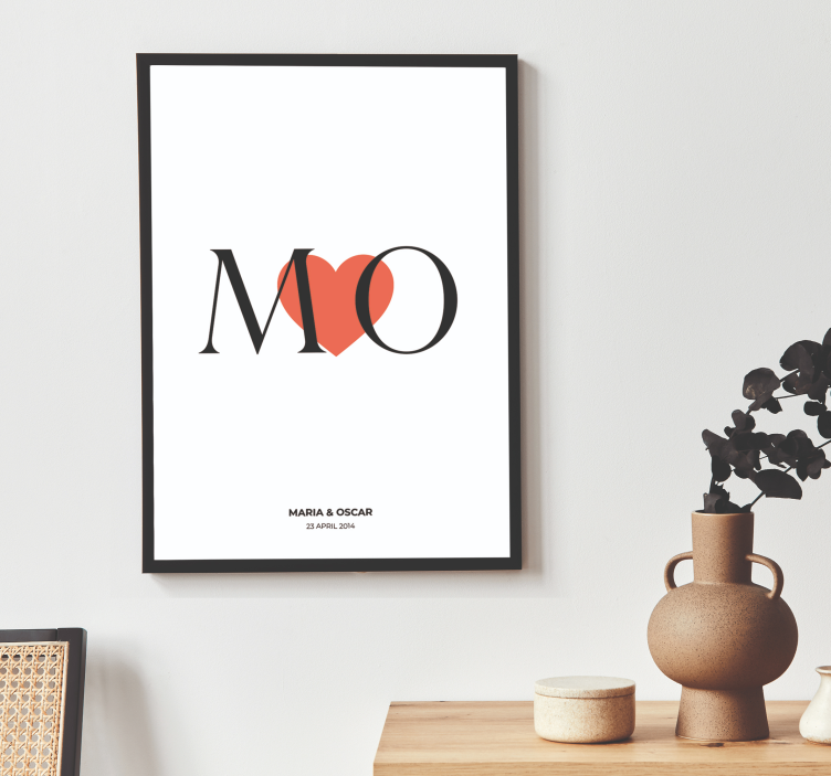 Initialer tilpasset kjærlighet personlig plakat - Tenstickers