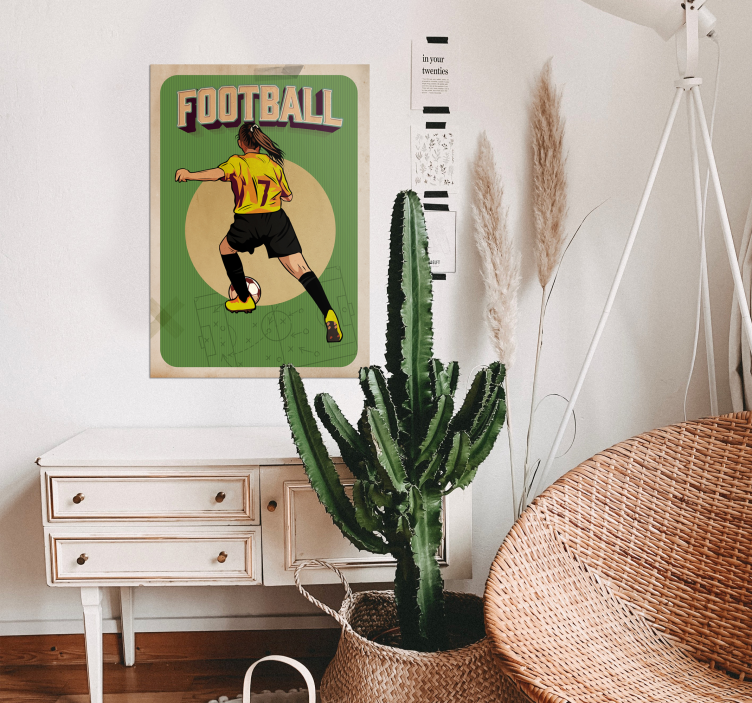 Kvinner fotball retro plakat - Tenstickers