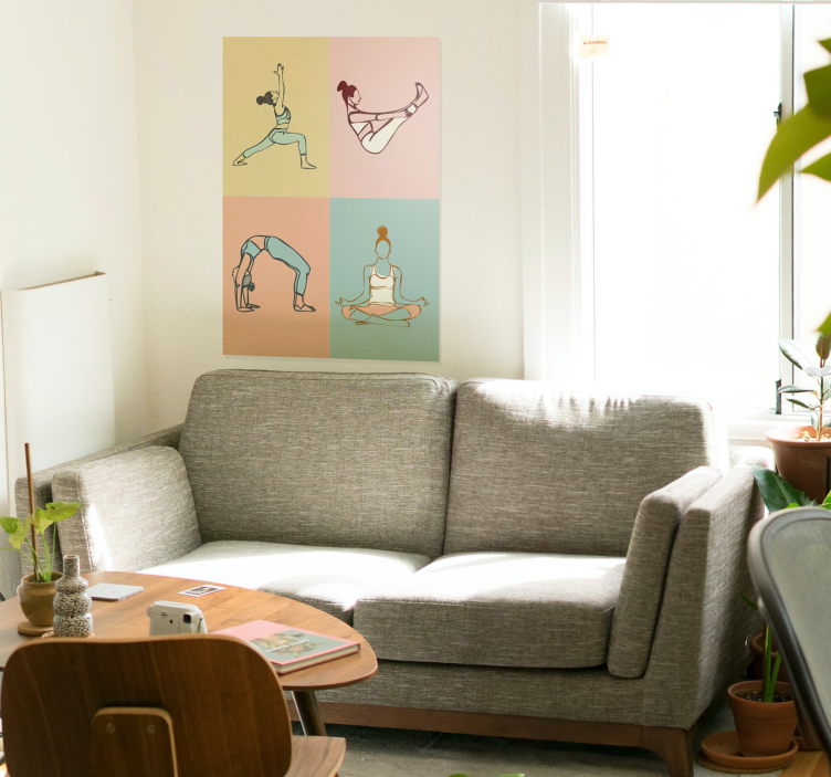 Plakat med 4 yogastillinger  - Tenstickers