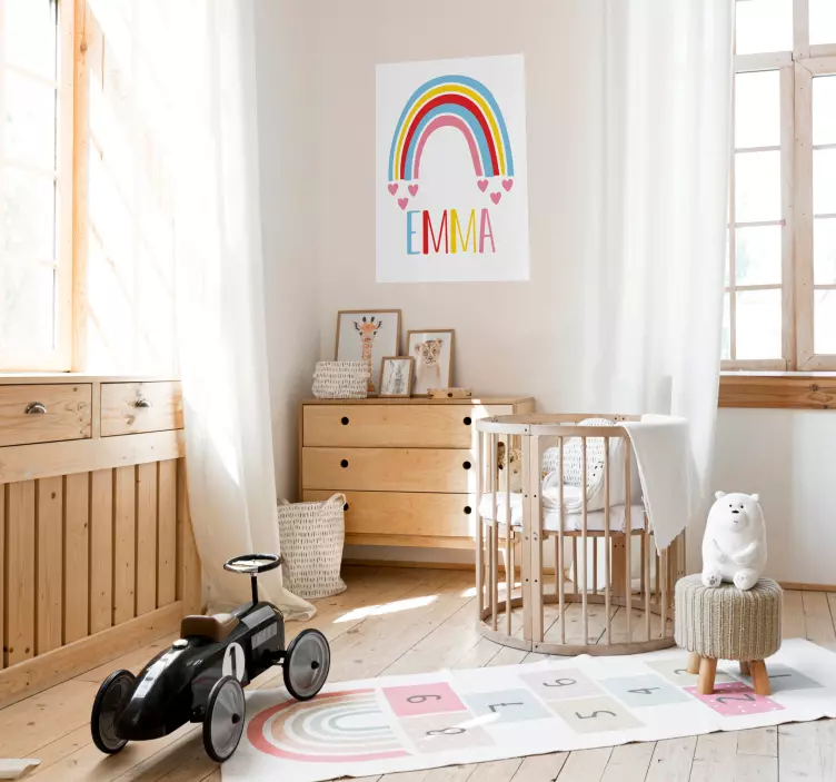 Regnbue med personlig navneplakat - Tenstickers
