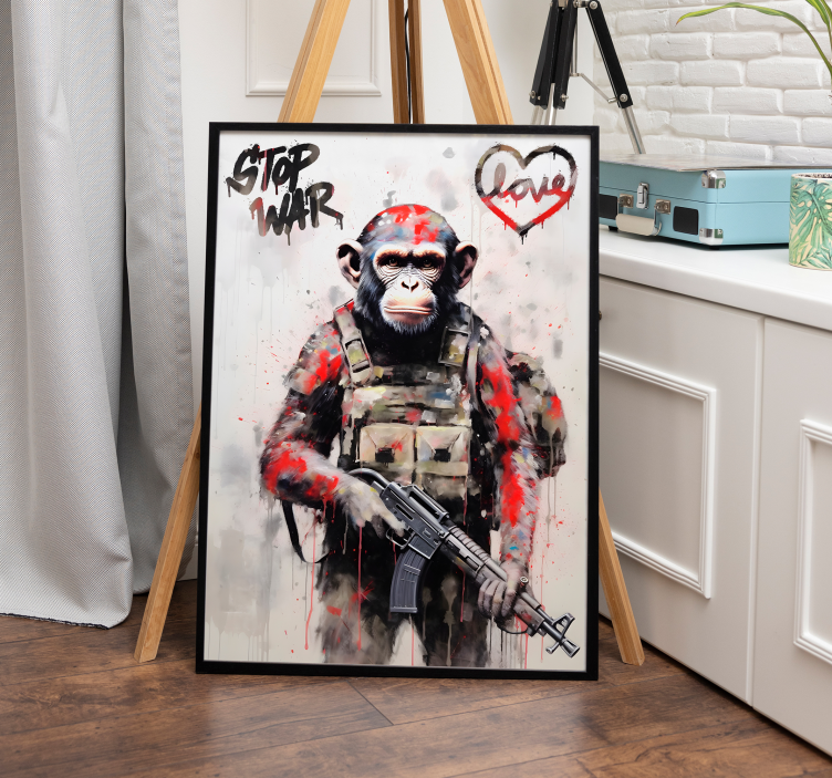 Soldat ape abstrakt kunst plakat - Tenstickers