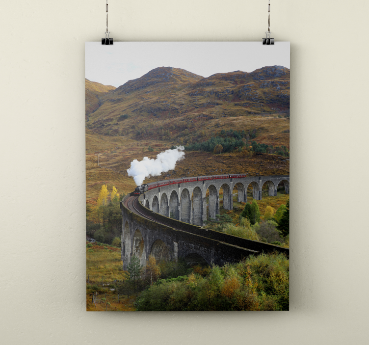 Tog i bevegelse realistisk fotoplakat - Tenstickers