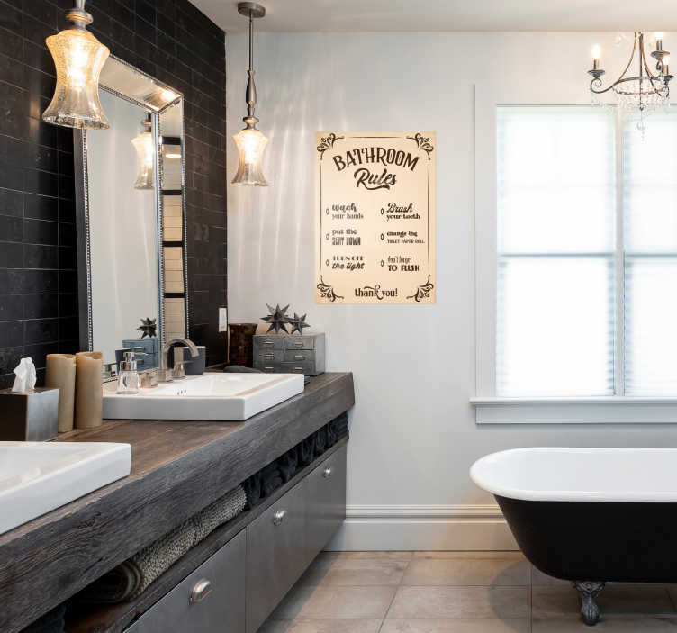 Vintage plakat for baderomsregler - Tenstickers