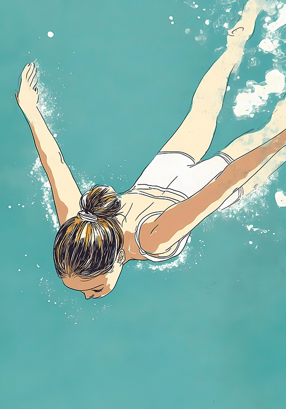 Svømmer plakat kunstnerisk tegning - Tenstickers