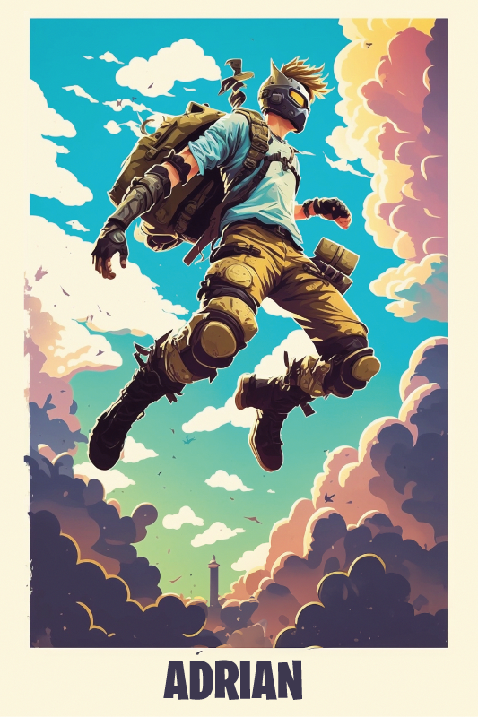 Episk karakter med personlig navn plakat tenåringer - Tenstickers