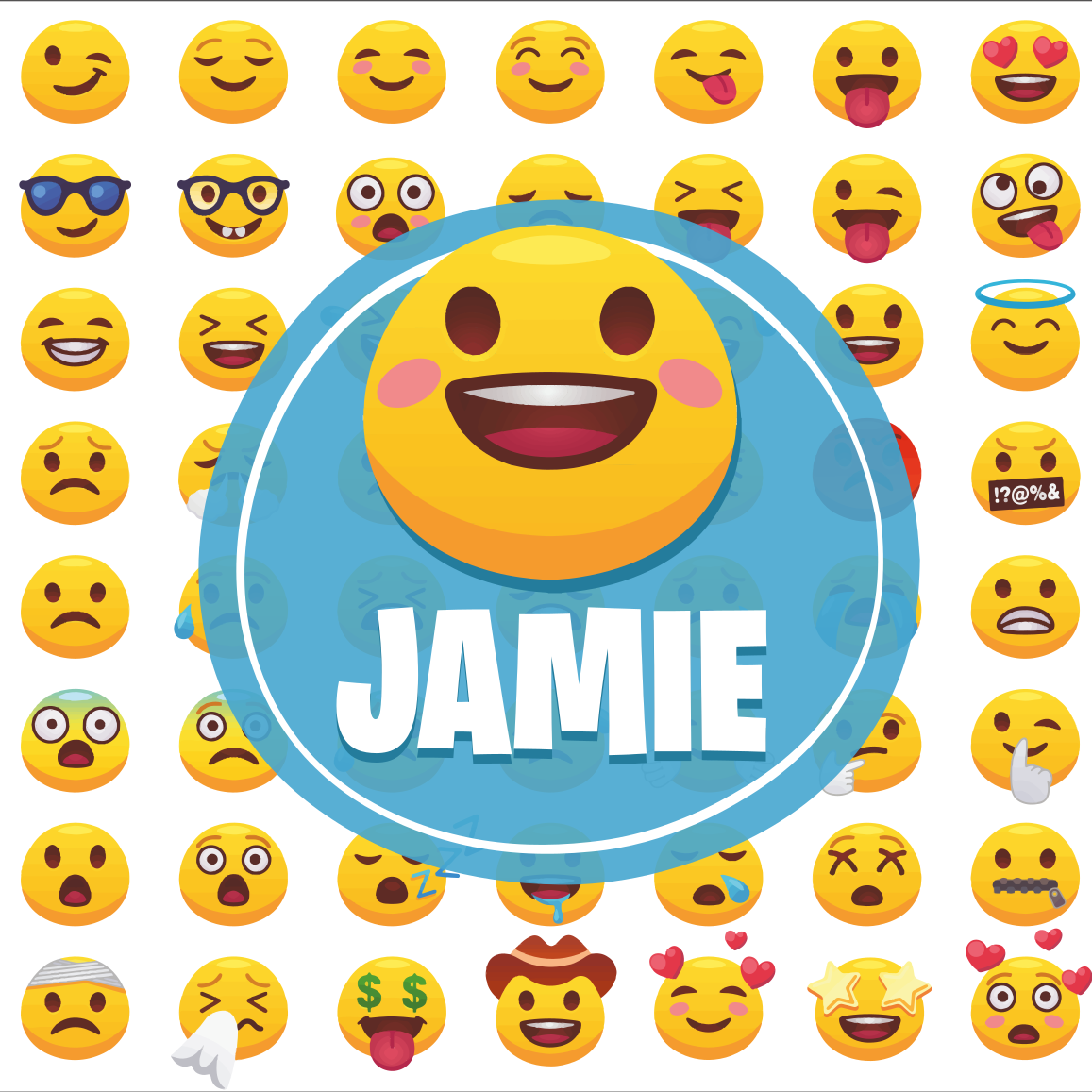 Plakat tenåringer med navn og emojis - Tenstickers
