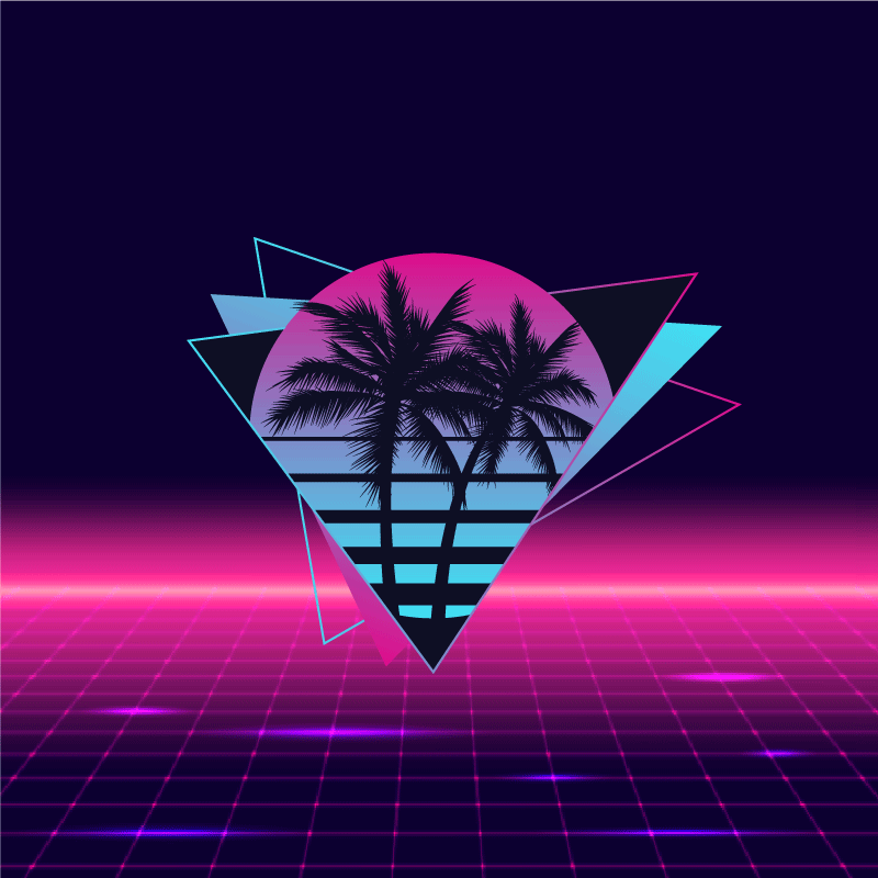 Plakate stue med palme i vaporwave stil - Tenstickers