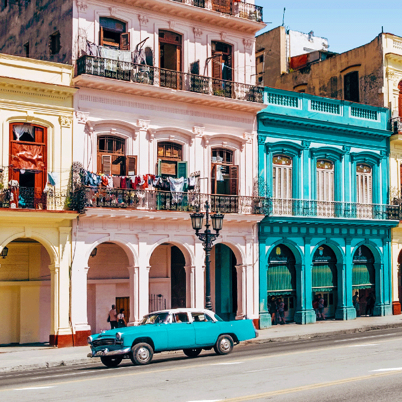 Plakate stue med blå og rosa gate og bildesign - Tenstickers