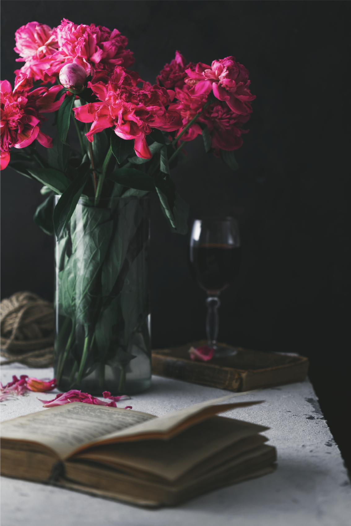 Vinglass og vase plakate stue - Tenstickers