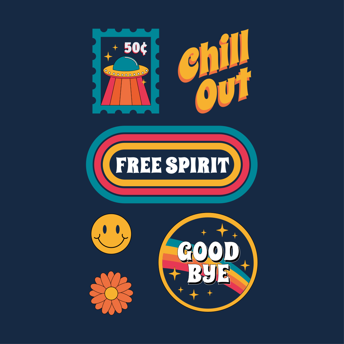 Plakate stue 70-talls moro og avslapning - Tenstickers
