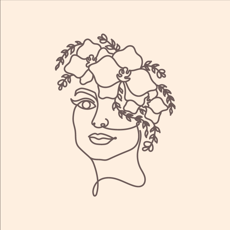 Plakate stue silhuett minimalistisk søt kvinne blomster - Tenstickers