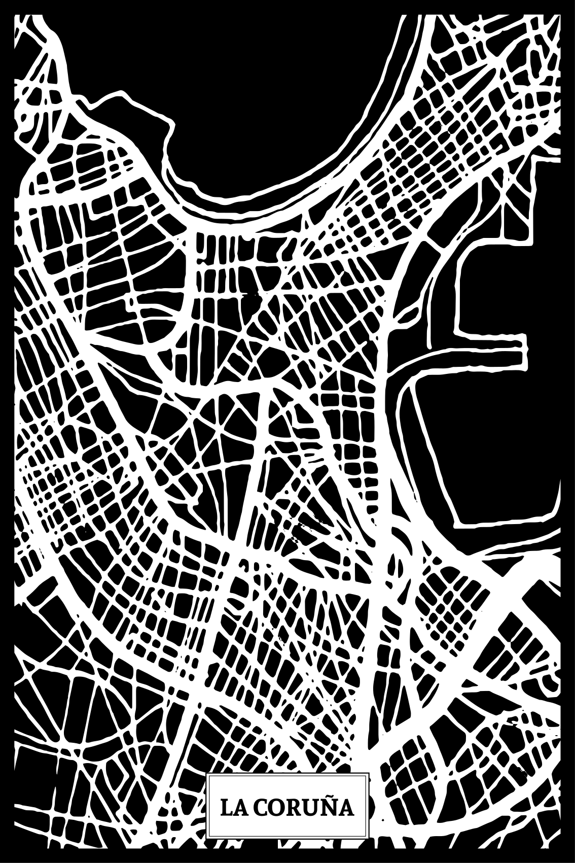 Plakate stue topografisk kart coruña - Tenstickers