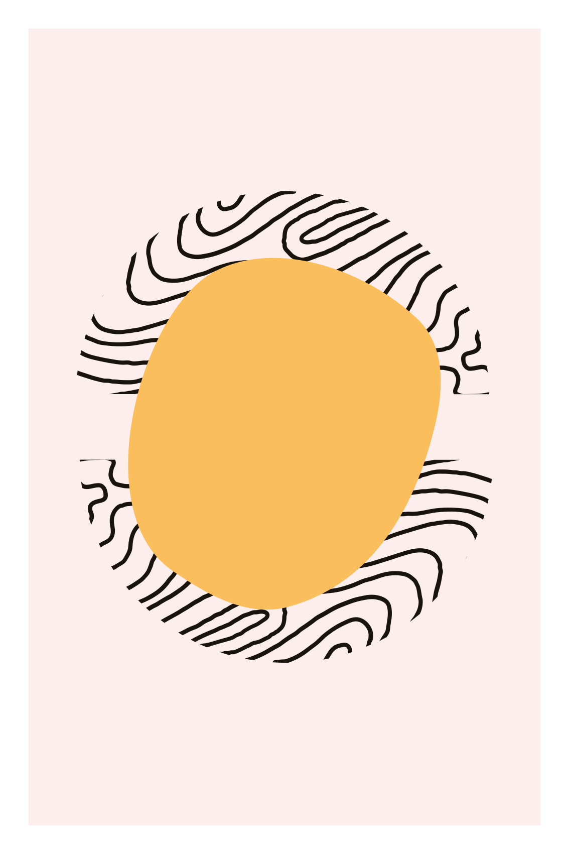 Linjer og gul form plakate stue - Tenstickers