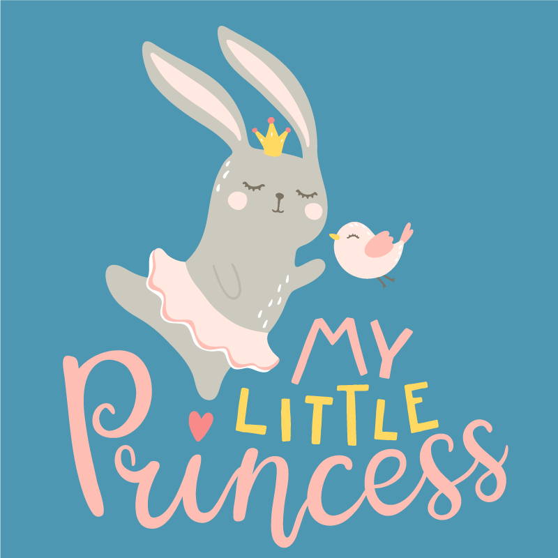 Bunny med sitat min lille prinsesse barneplakate - Tenstickers