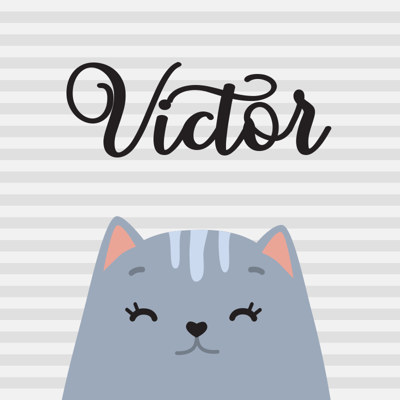Barneplakate nordisk katt med navn - Tenstickers