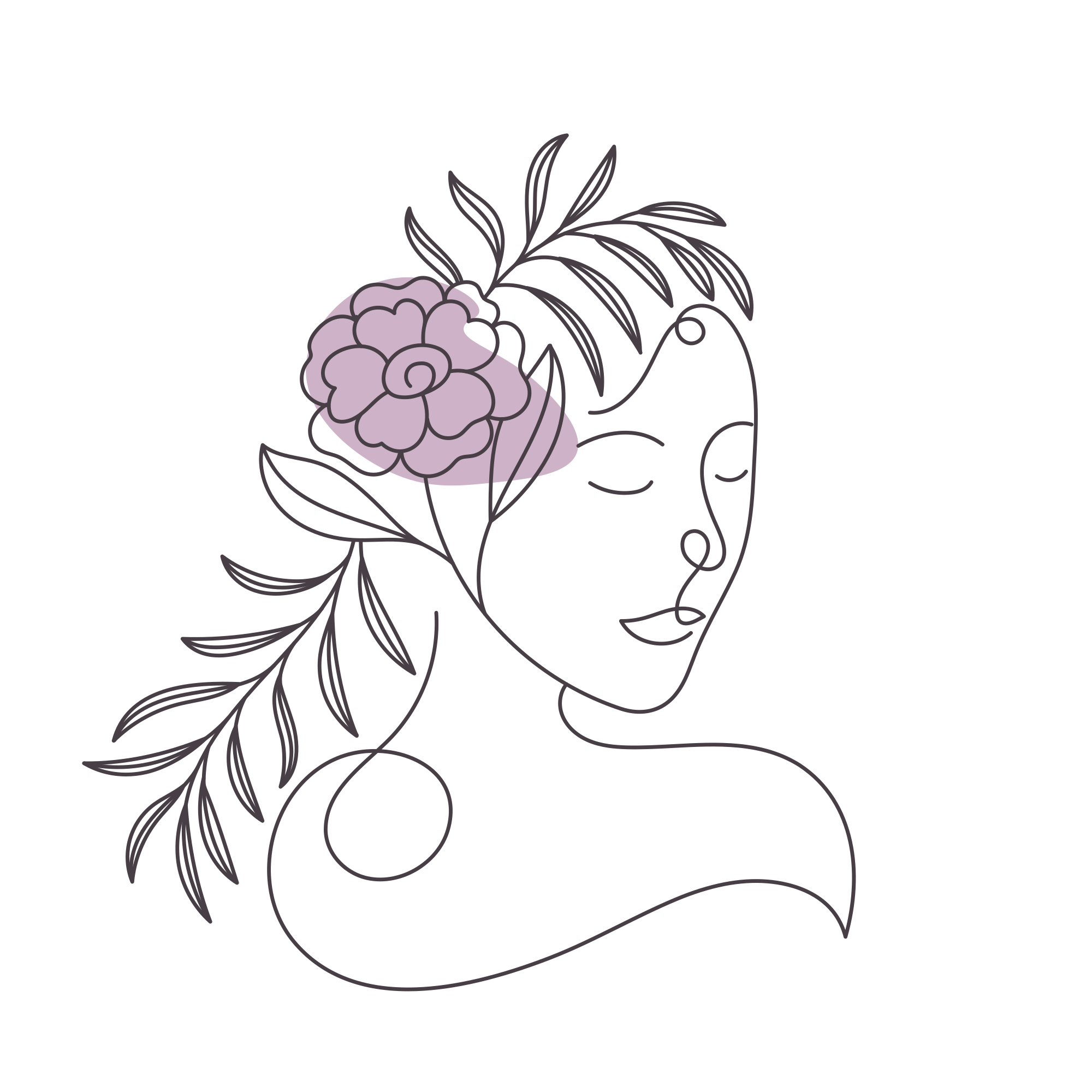 Minimalistisk kvinneansikt blomsterplakat - Tenstickers
