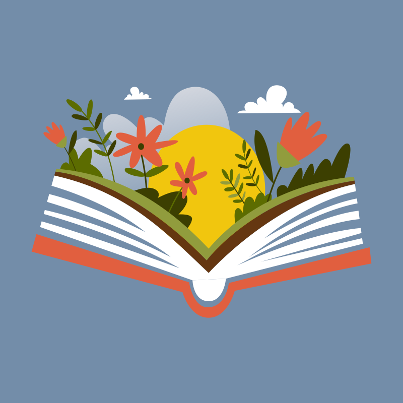 Blomsterplakat med åpningsbok - Tenstickers