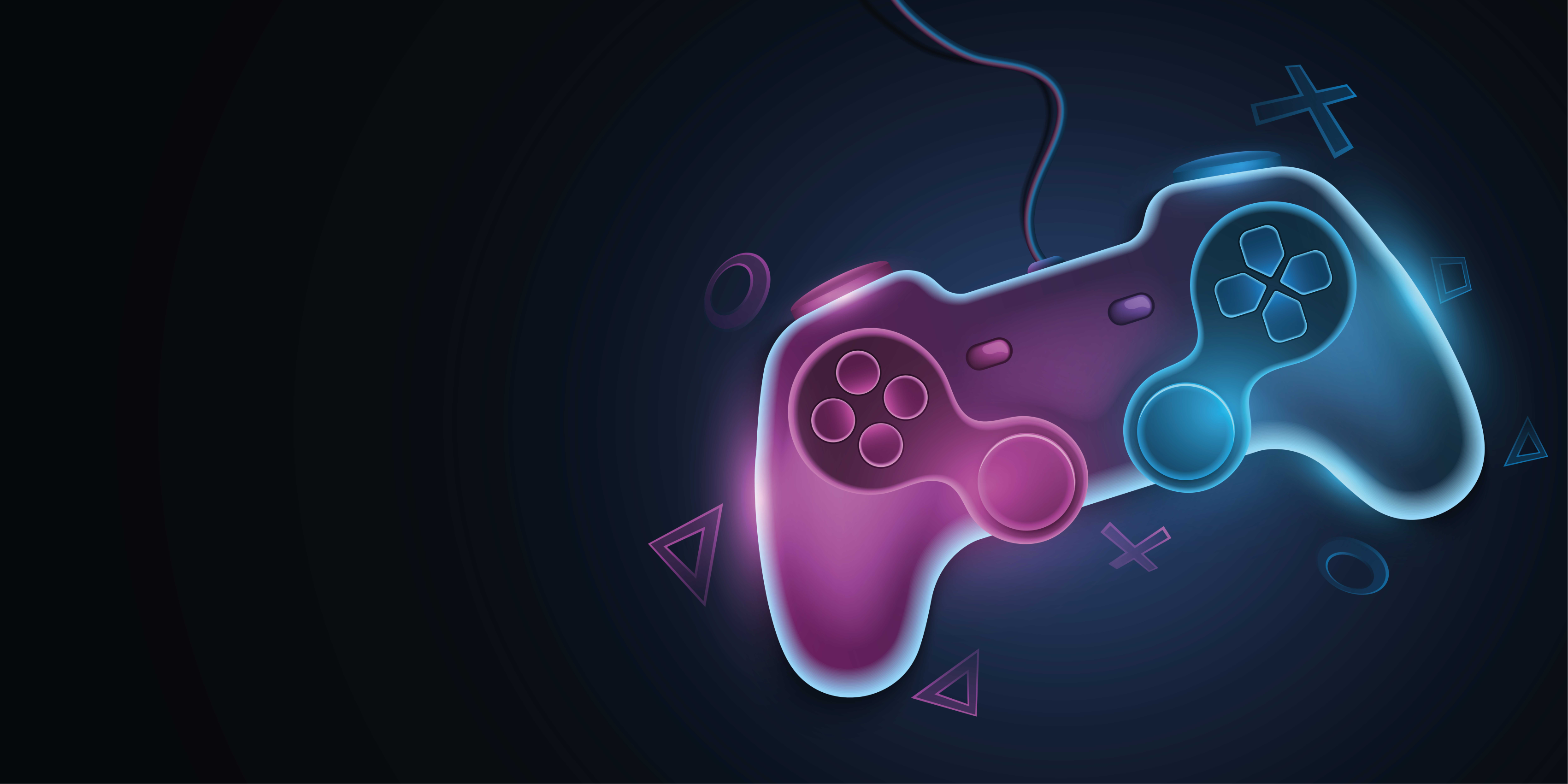 Videospillplakat med fargerike neonputer grafik - Tenstickers