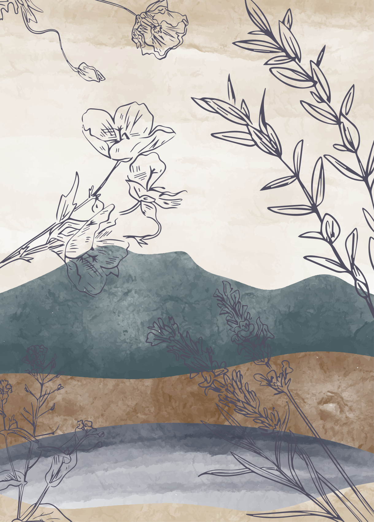 Planteplakat botanisk silhuett - Tenstickers