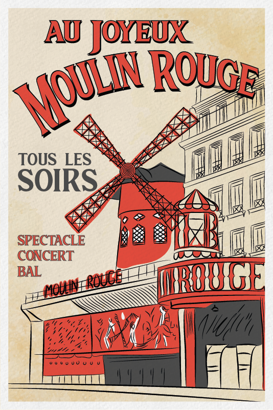 Moulin rouge byplakat - Tenstickers