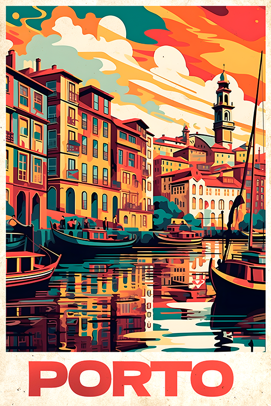 Byplakat oporto vintage plakat - Tenstickers