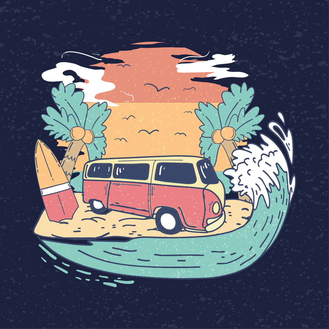 Byplakat surfing van scene - Tenstickers