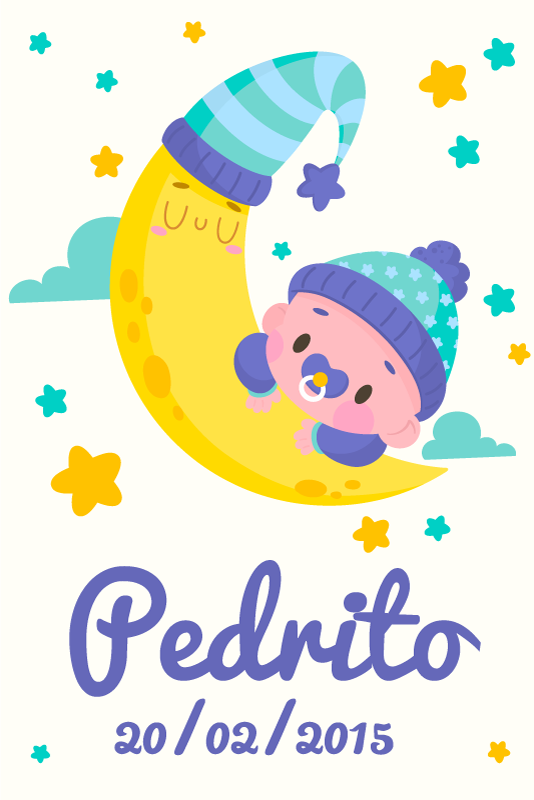 Personlig plakat sovende baby måne - Tenstickers