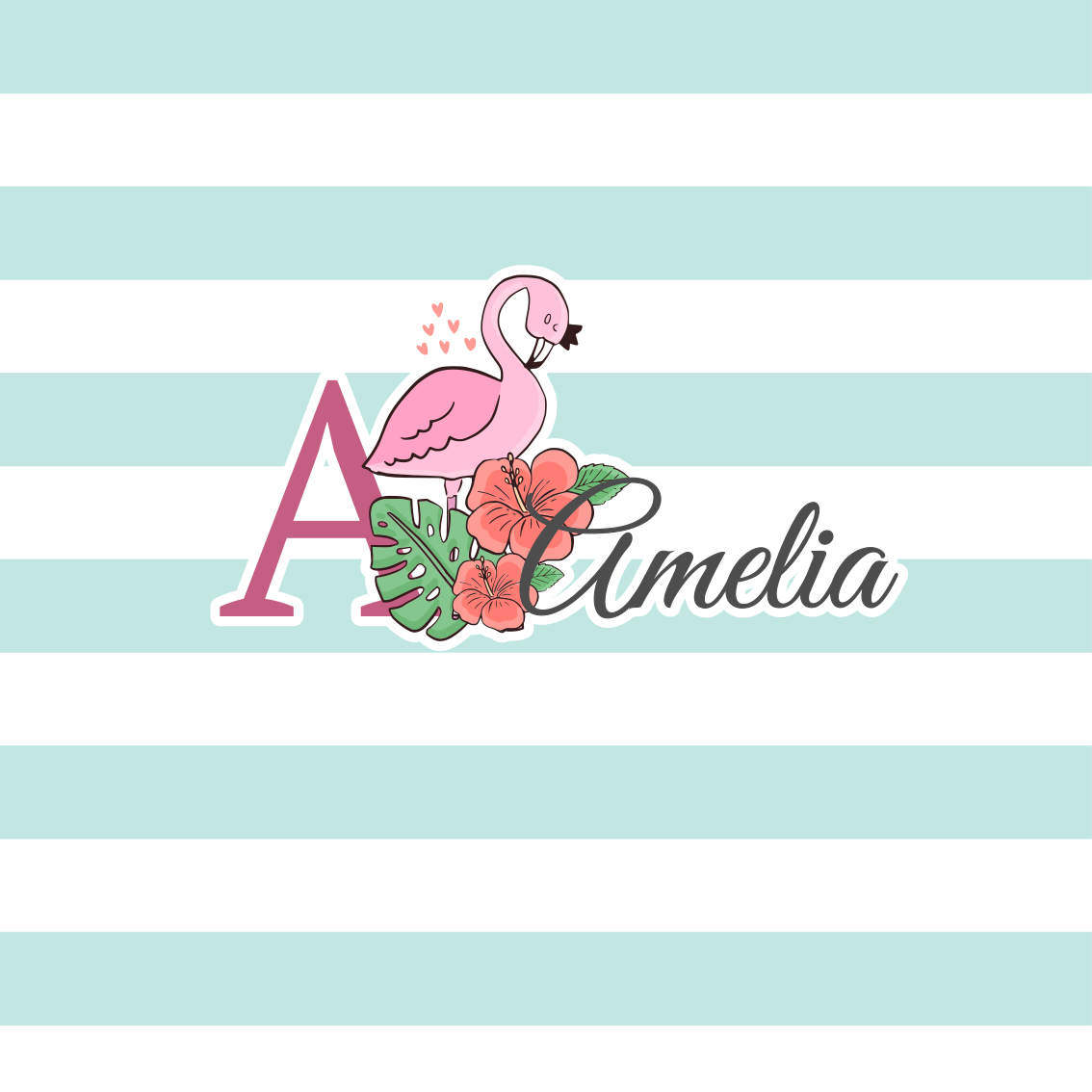 Personlig plakat med flamingodetaljer - Tenstickers