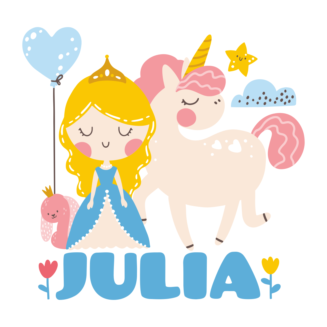 Personlig plakat prinsesse med enhjørning - Tenstickers