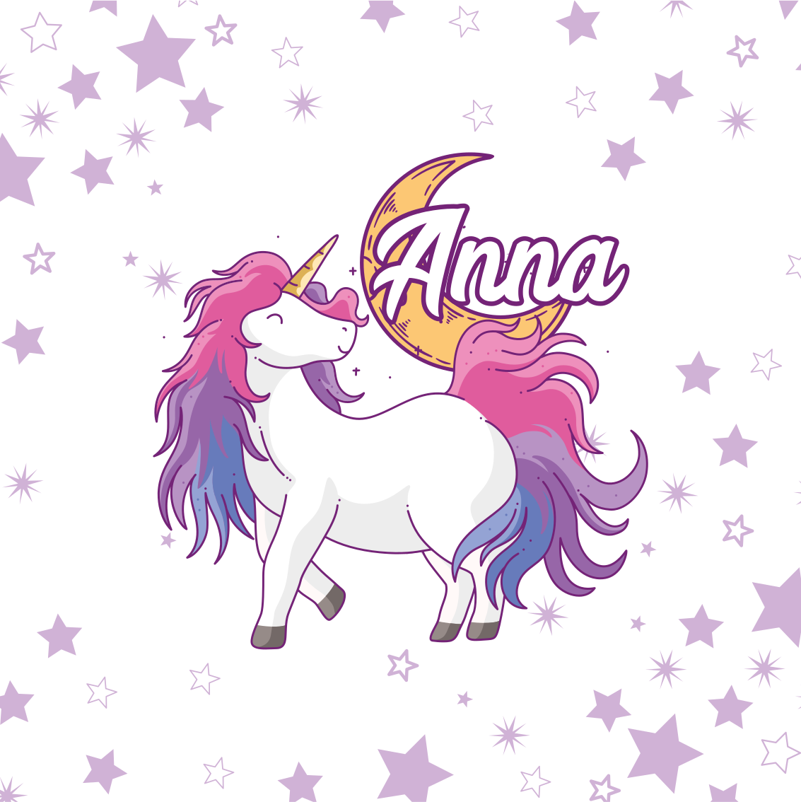 Personlig plakat einhorn med stjerner - Tenstickers