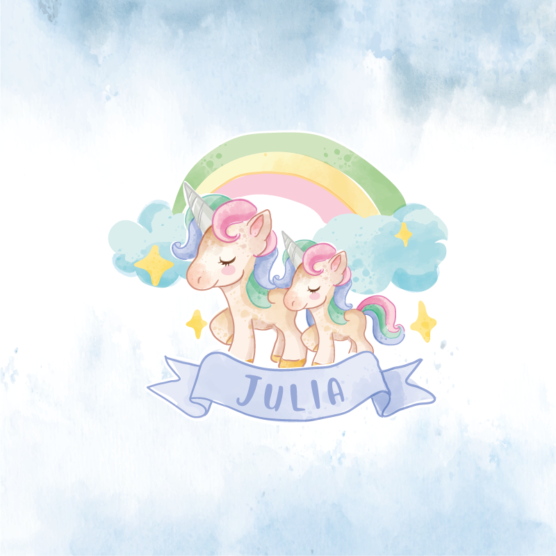 Personlig plakat søtt unicorn par - Tenstickers