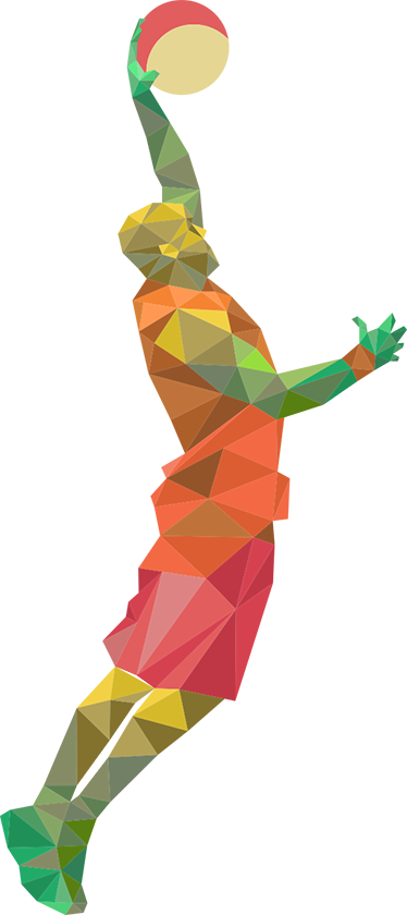 Sportsplakat med basketballtema geometrisk spiller - Tenstickers