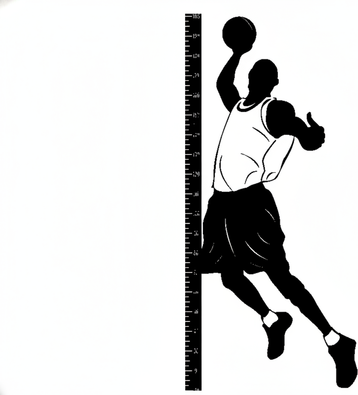 Sportsplakat med basketballtema og målestokk - Tenstickers