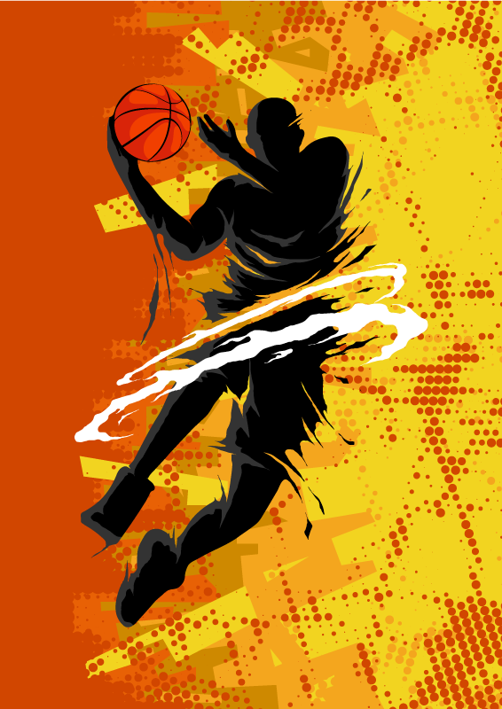 Sportsplakat med basketballspiller tema - Tenstickers