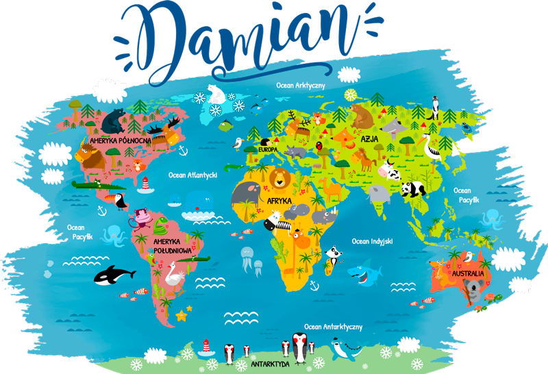 Kart plakat med dyrenavn på polsk - Tenstickers
