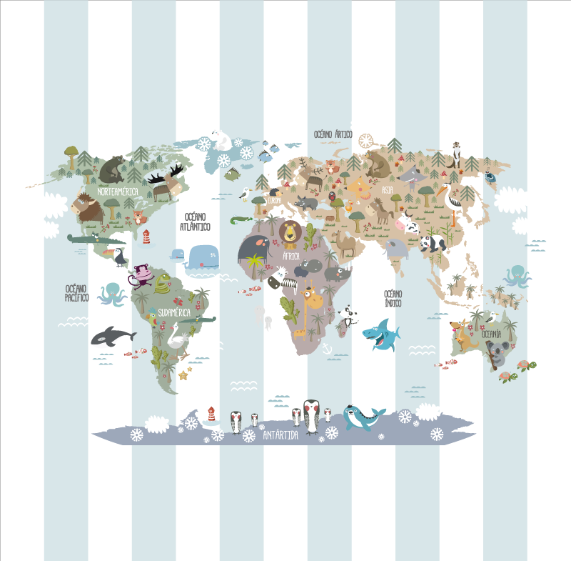 Kart plakat fauna verdenskart - Tenstickers
