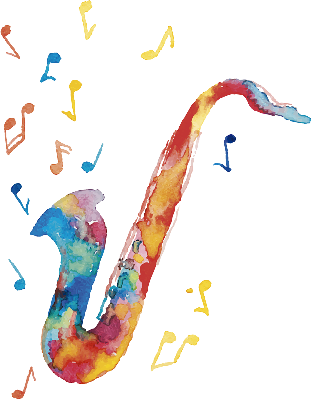 Musikalsk plakat fargerik saksofon - Tenstickers