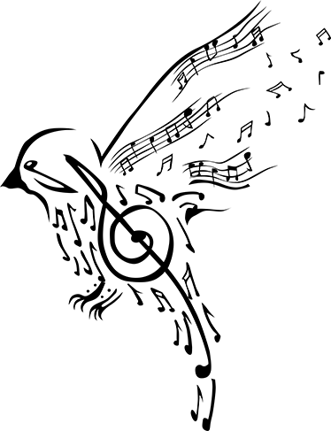 Musikalsk plakat med fugl og noter - Tenstickers