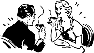 Vintage plakat par som drikker kaffe - Tenstickers