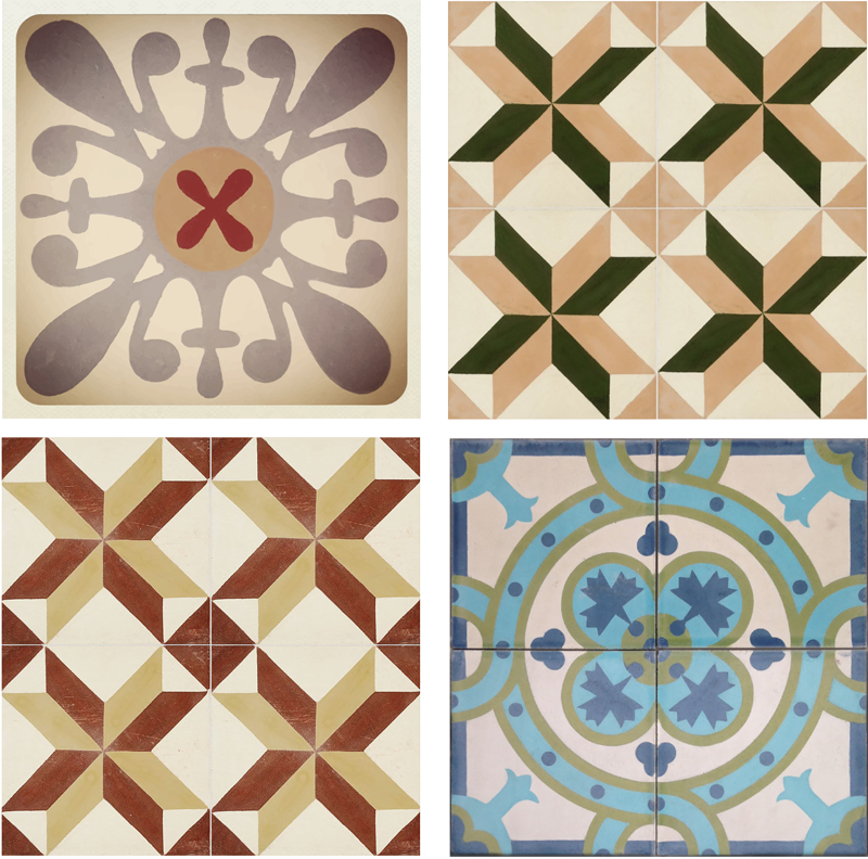 Vintage plakat dekorativ mosaikkflis variasjon - Tenstickers